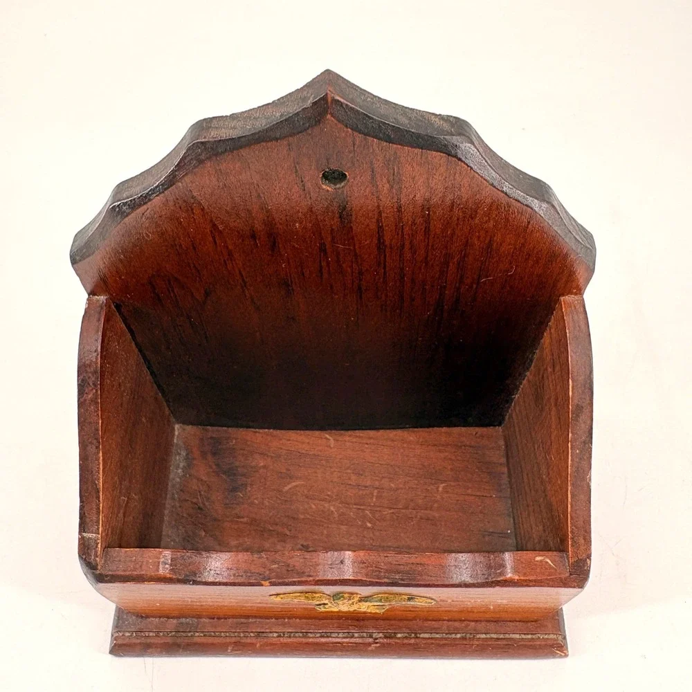 VINTAGE Wood Desk Organizer Letter Holder Recipe‎ Box Americana Eagle Emblem